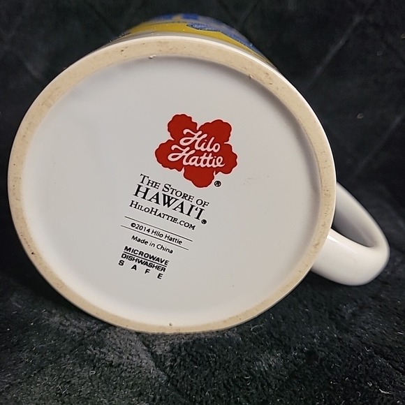 Hilo Hattie Hawaii Coffee Tea‎ Mug 2014 Floral Yellow Blue Palm Leaves - Picture 8 of 9